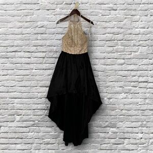 Gold and Black High-Low Dress